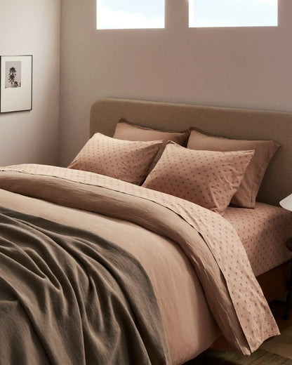 Overdyed Vintage Print Fitted Sheet (Adobe)