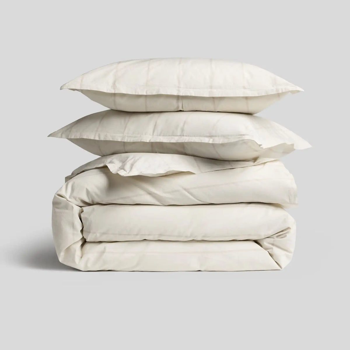 Percale Duvet Cover Set - Bone Stripe TW/XL