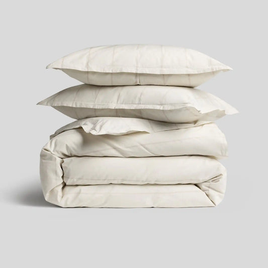 Percale Duvet Cover Set - Bone Stripe TW/XL