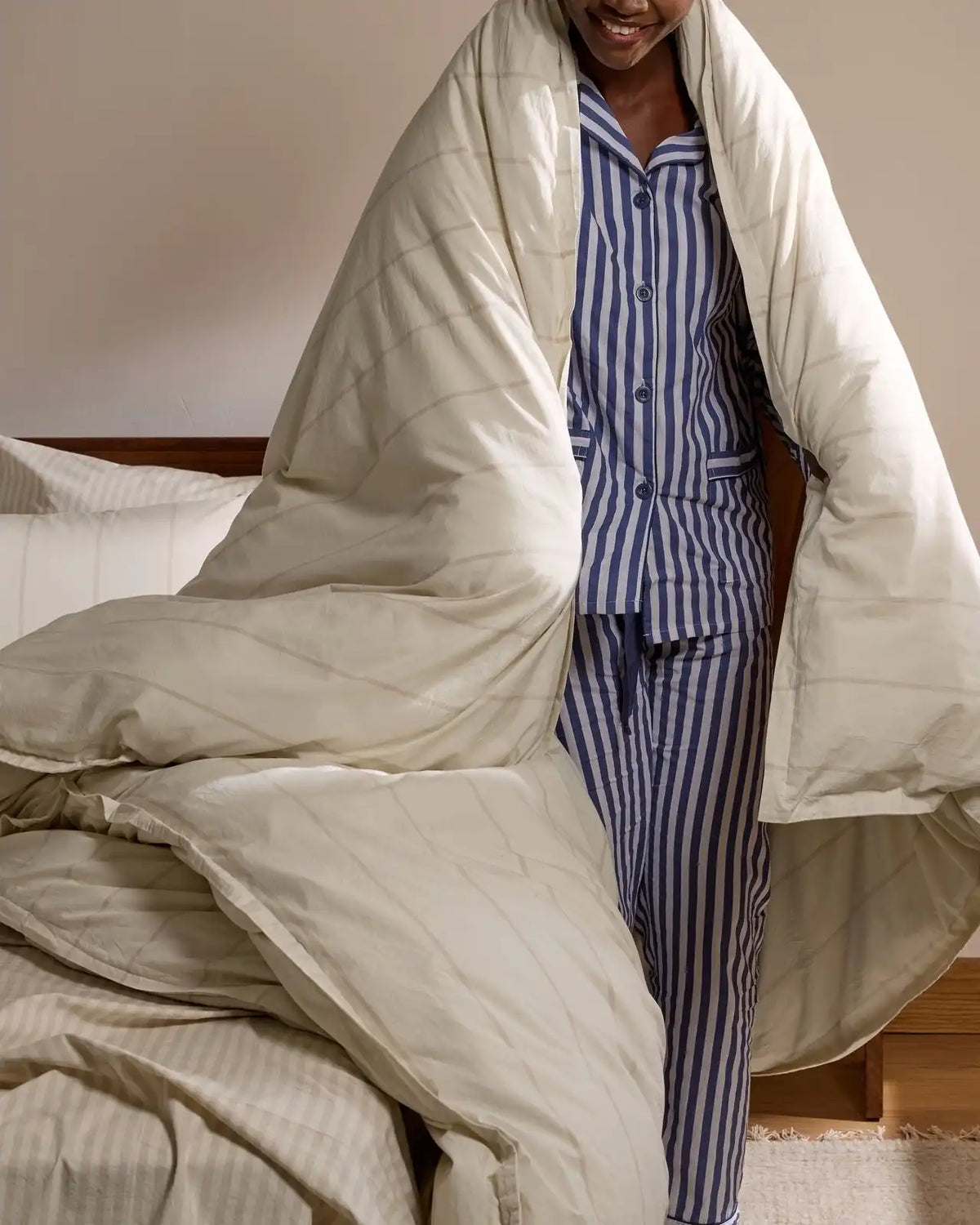 Percale Duvet Cover Set - Bone Stripe TW/XL