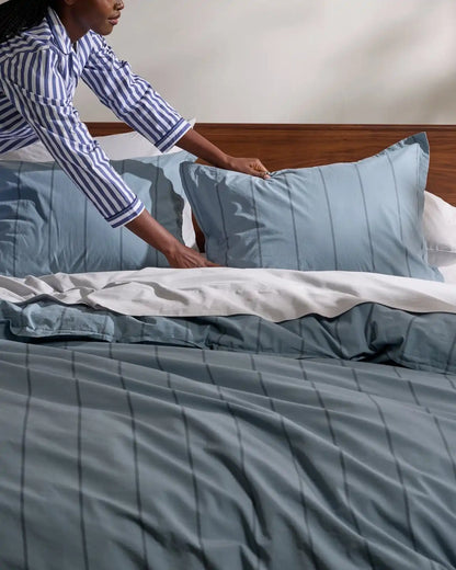 Percale Duvet Cover Set - Dusk Stripe K/CK