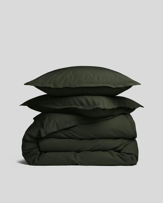 Percale Duvet Cover Set - Evergreen F/Q