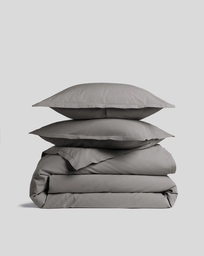 Percale Duvet Cover Set - Pebble F/Q
