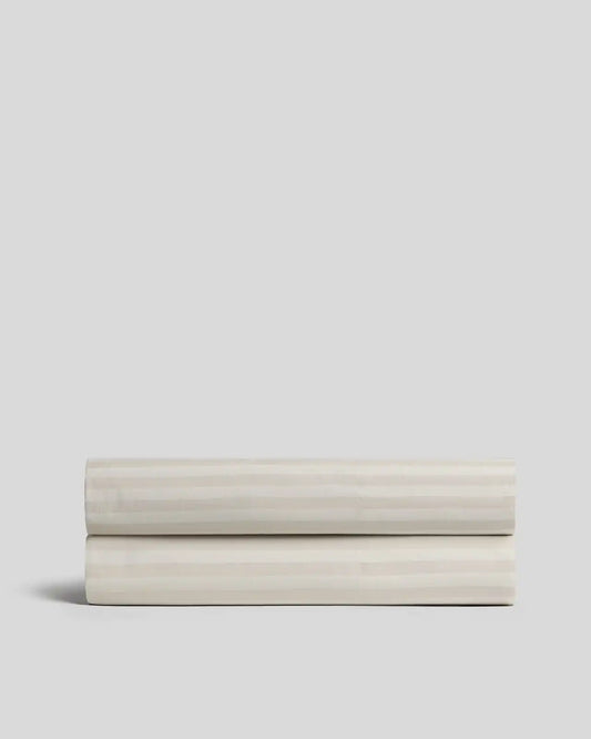 Percale Fitted Sheet (Bone Stripe)