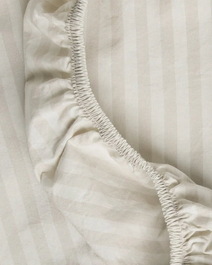 Percale Fitted Sheet (Bone Stripe)