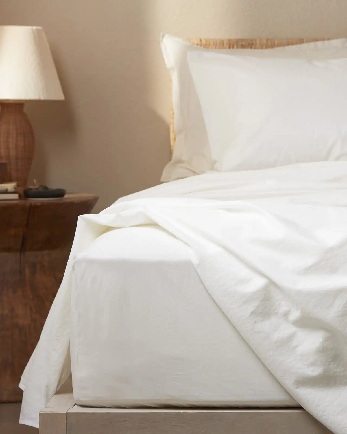Percale Fitted Sheet (Cream)