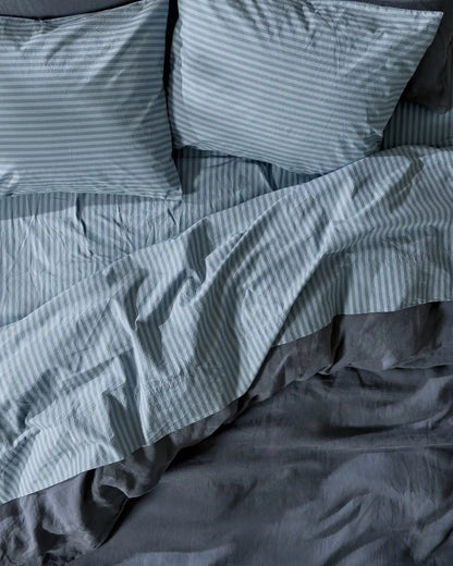 Percale Fitted Sheet (Dusk Stripe)