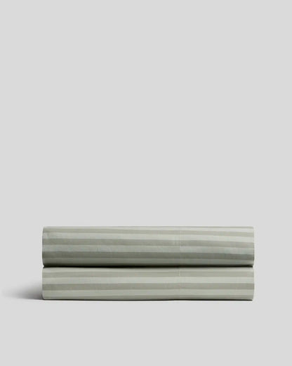 Percale Fitted Sheet (Moss Stripe)