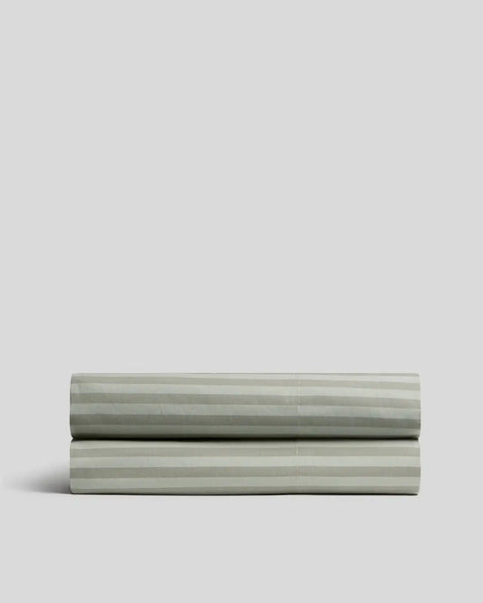Percale Fitted Sheet (Moss Stripe)