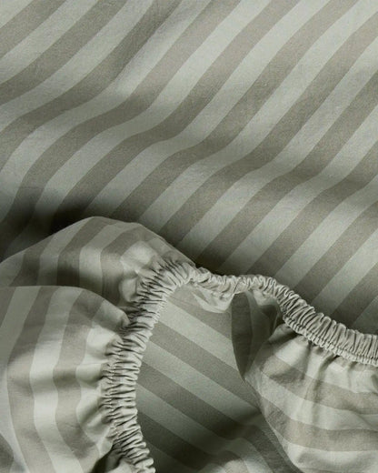 Percale Fitted Sheet (Moss Stripe)
