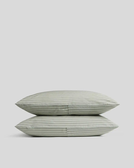 Percale Pillowcase Set (Moss Stripe)
