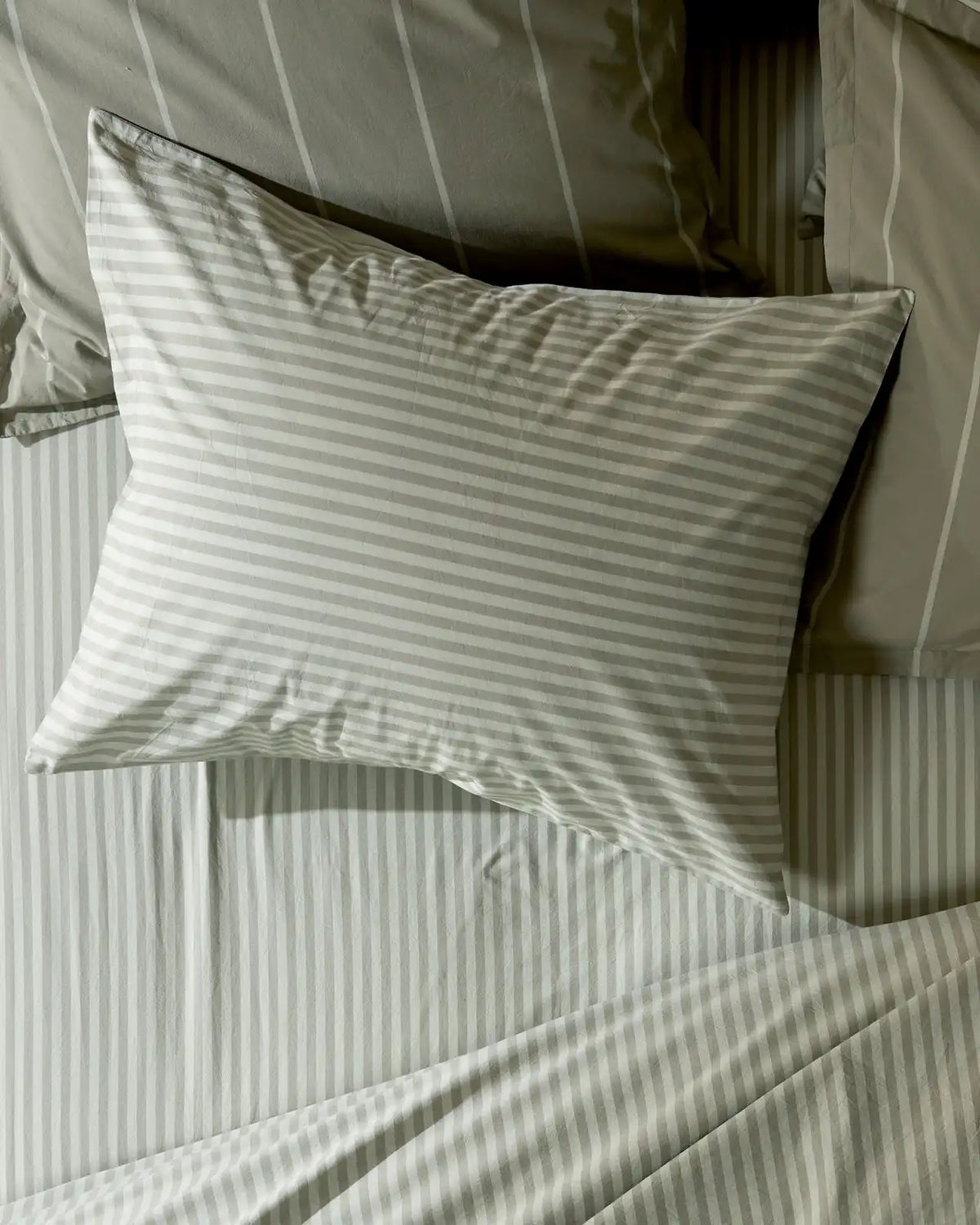 Percale Pillowcase Set (Moss Stripe)