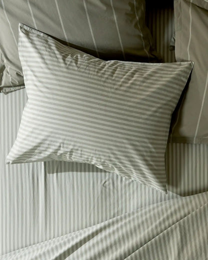 Percale Pillowcase Set (Moss Stripe)