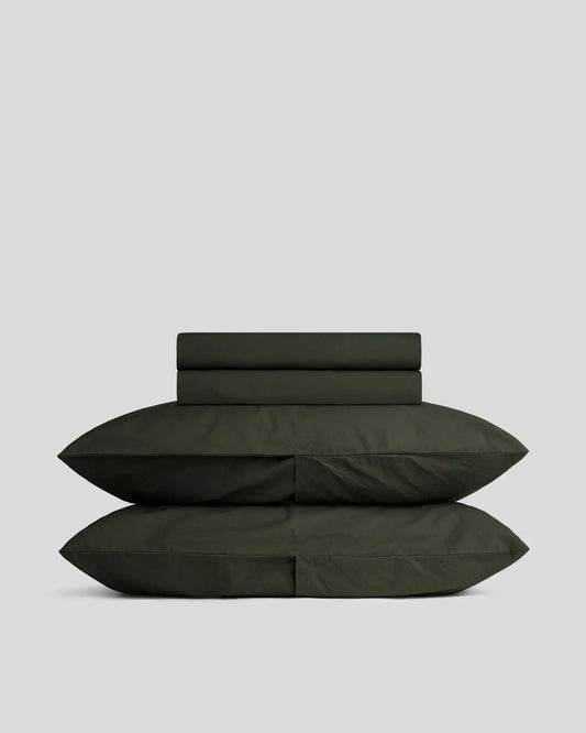 Percale Sheet Set - Evergreen F/Q