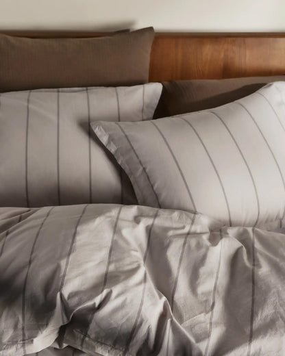 Percale Duvet Cover Set - Pebble Stripe K/CK