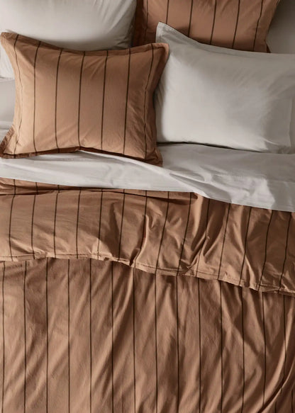 Percale Duvet Cover Set - Adobe Stripe F/Q