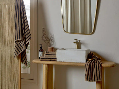 2+2 Organic Resort Stripe Bath Bundle - Camel with Soft Black