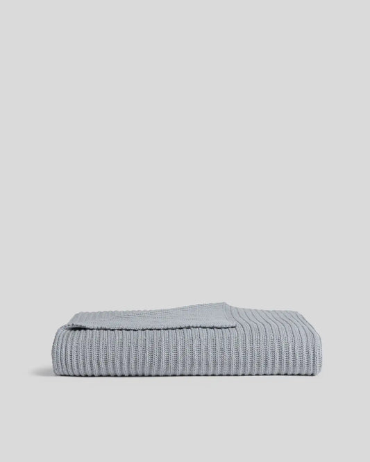 Organic Rib Knit Throw (Sky)