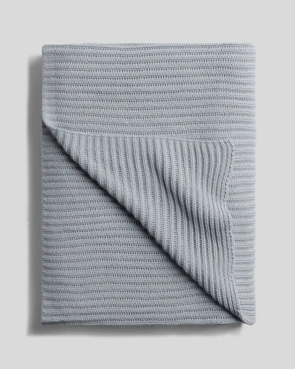 Organic Rib Knit Throw (Sky)