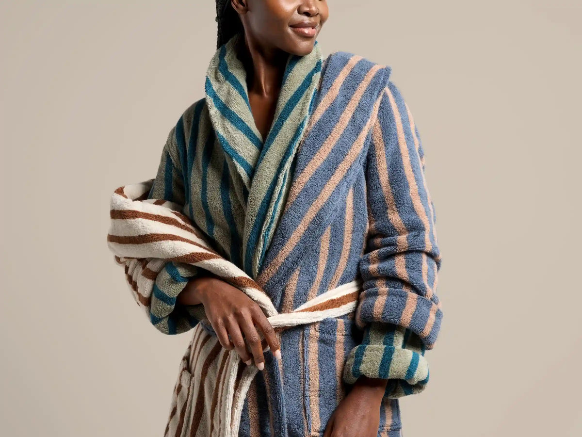 Terry Stripe Robe - FINAL SALE (Dusk and Adobe)