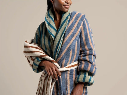 Terry Stripe Robe - FINAL SALE (Dusk and Adobe)