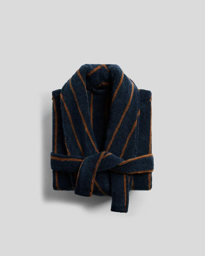Turkish Cotton Stripe Robe (Ink with Tobacco)