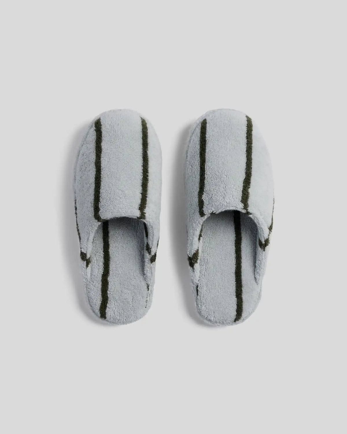 Turkish Cotton Stripe Slippers (Sky with Evergreen)