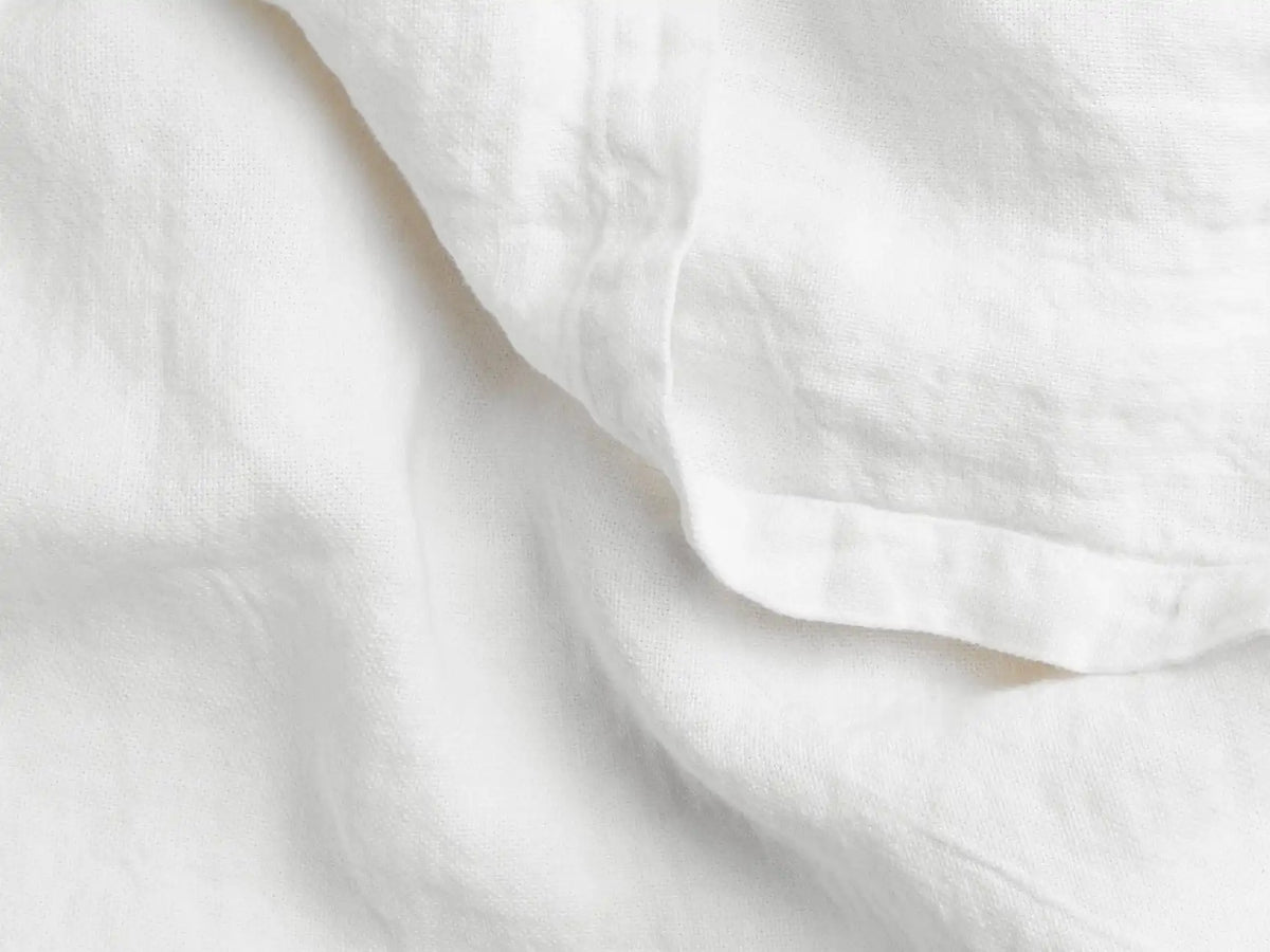 Vintage Linen Bed Blanket (Antique White)
