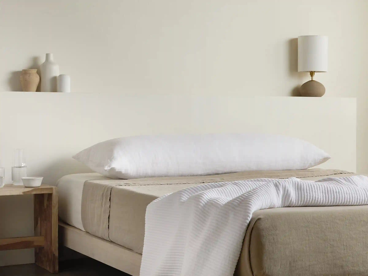 Vintage Linen Body Pillow Cover (Antique White)